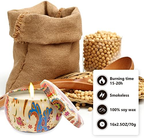 Подарок за миризливи свеќи за пакувања, поставени за жени ароматерапија свеќи за домашна миризлива природна декорација соја восочни свеќи калај