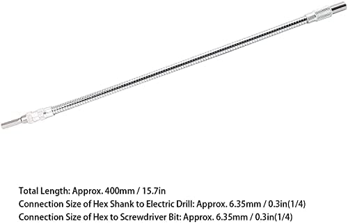 Волшеб на метал на WoQo Screwpriver Flexible Bit, Extension Rod 400mm Електричен шрафцигер Флексибилен бит држач Трајни универзално флексибилно