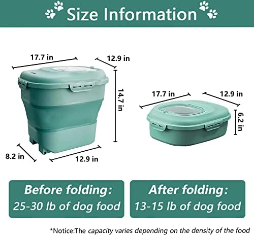 Кингсмил Склопувачки Контејнер За Складирање Храна За Кучиња Мачки, Херметички Голем Сад За Третирање Миленичиња 30 фунти, Преклоплива Корпа