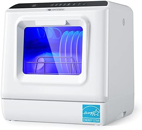 Ecozy Portable машина за миење садови, мини машина за миење садови со вграден резервоар за вода од 5L, не е потребно прицврстување, 6 програми