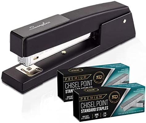 Мега -пакетот за вредности на Mega Deals вклучува 1 Staplers за биро, 2 pk. Стејплс - Стандард 1/4 '' Стејпли, 1 црна канцеларија за