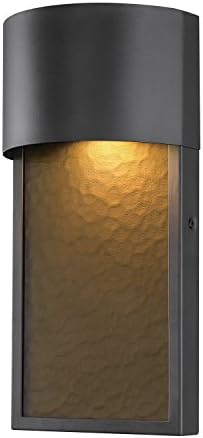 Globe Electric 44227 8.5W LED Integrated Outdoor Wallид Sconce, бронзен финиш, акцент на стакло од килибар, модерно осветлување