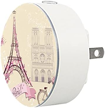 2 приклучок за приклучок за ноќно светло предводена ноќна светлина Париз Ајфелова кула со сензор за самракот до куче за деца, расадник, кујна,
