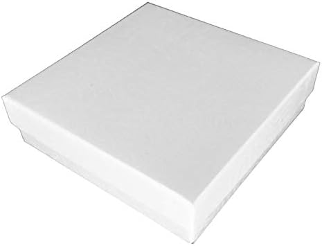 888 Дисплеј - Пакет од 100 Кутии од 3 1/2 x 3 1/2 x 1 H Бело Вртење Лушпа Од Јајце Заврши Кутии За Накит Исполнети Со Памук