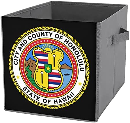 Знаме На Хонолулу Канти За Складирање Коцки Преклопни Ткаенини Организатори Со Рачки Облека Торба Кутија За Книги Кошница За Полици Плакар