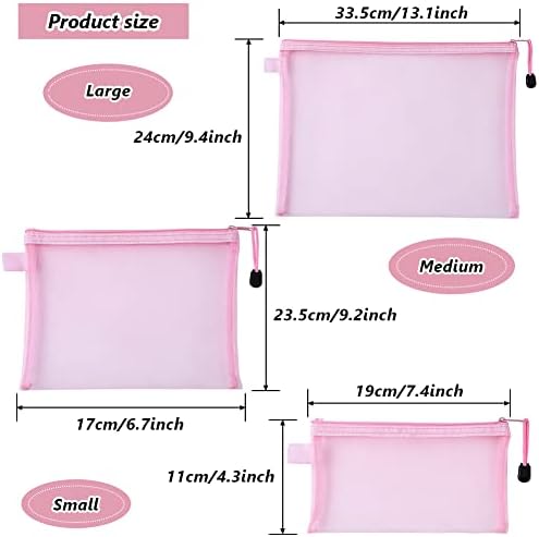 Тифум 6 парчиња Мрежеста Козметичка Кеса Мултифункционални Торбички За Шминка Со Патент Торба За Датотеки Организатор Вајт