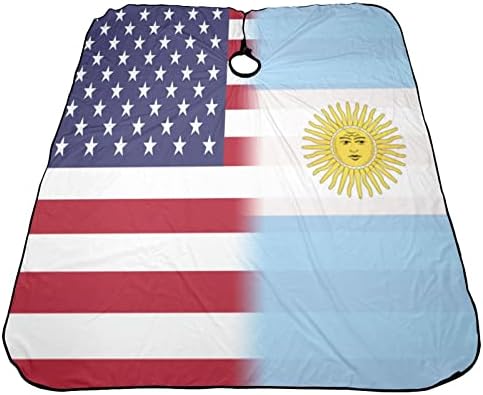 Фризура Со Американско И Аргентинско Знаме Престилка Салон За Сечење Коса Наметка 55 х 66 Инчи, Водоотпорна Прилагодлива Наметка