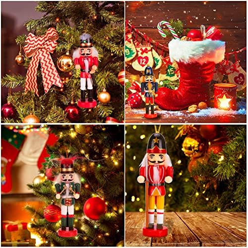 Глобал Стрент 6 парчиња сет за Божиќни ореви, дрвен оревчекер украс Божиќни оревци фигури за подарок за домашен декор, 5 “