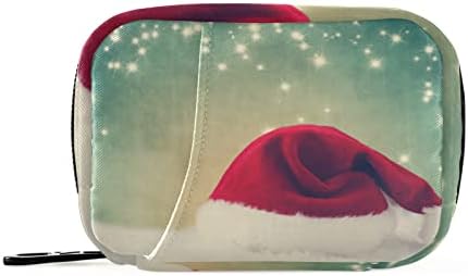 Божиќ со шапка Сантас во снег пилула кутија торба за пилули кутија со патент преносен витамин рибино масло за лекови случај за спортски