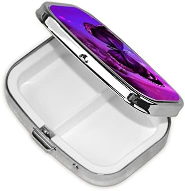 Виолетова пеперутка и кутија за цвеќиња со пилули 2 одделен лекови за пилули за пилула за преносни пилули за таблета за џебни патувања