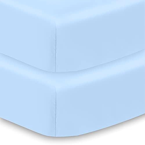 DishableBaby се-во-еден вграден лист и водоотпорен капак за душеци за креветчиња 52 x 28-2-пакет-бело-издржлив и отпорен на смалување/истегнување-побезбеден