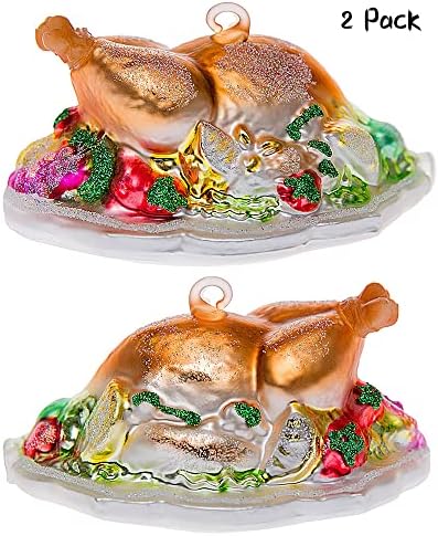 2 Пакувајте Денот на благодарноста мисирка со чинија со чинија Божиќни украси за украси на новогодишни елки, виси украсни украси за