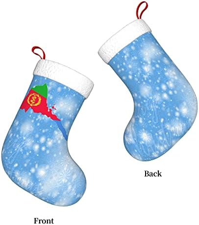 QG ZZX Божиќни чорапи со бела супер мека каплива манжетна манжетна со знаме на еритрејско знаме Божиќни чорапи Божиќни украси за порибување