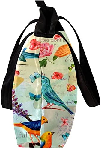Guerotkr tote торба, торба за торби за жени, торба за торбичка, естетска торба за тота, женски торбички чанти, птици цвеќиња оставаат шестефли