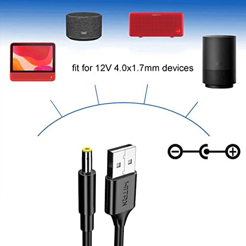 Кабел за напојување DiaryPiece QC3.0 USB до 12V 4.0x1.7 mm конвертор на адаптер, за камера за камера на звучникот WiFi LED светло DVR