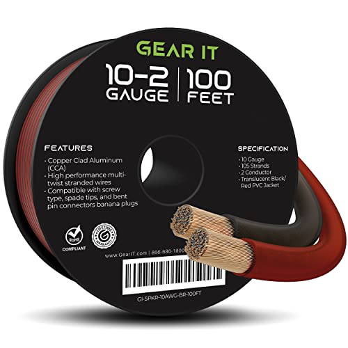 GearIT 10 Мерач Звучник Жица, Бакар Обложени Алуминиум, CCA Дебела Мерач Бакарна Жица За Стерео, Опкружувачки Звук, Домашно