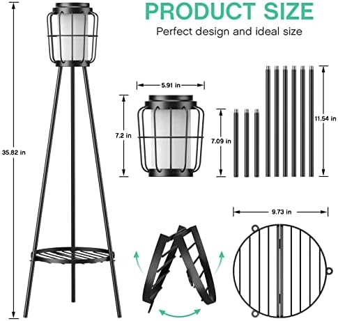 ВИСФЛЕР Метални Соларни Подни Светилки На Отворено Со Држач За Растенија, 2 Пакувајте Водоотпорни Соларни Фенери За Двор Двор Градинарски