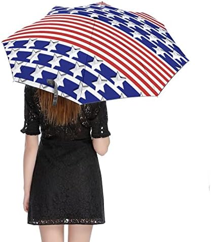 Дизајн на американско Знаме Автоматски Чадор Пренослив Преклопен Чадор Против УВ Водоотпорен И Ветроупорен Патнички Чадори Автоматско Отворање/Затворање