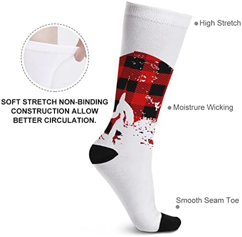 Бигфут Бафало Карирана Полна Месечина Печатени Чорапи Што Одговараат На Боја Атлетски Чорапи Високи Колена За Жени Мажи
