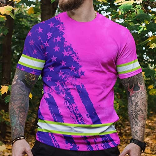 Стил ХИВИС боја на американска кошула со знаме со висока видливост за мажи за жени безбедносни кошули работна облека за тркачи, пешаци, патриотски