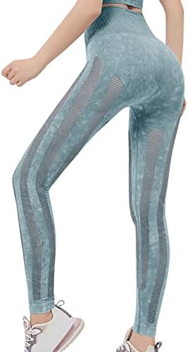 Женски фитнес хеланс тексас образец праска колк лифт панталони со висока половината тесно прилагодување на јога панталони за брзо