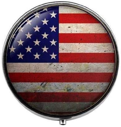 Американско Знаме Пилула Кутија, Бонбони Кутија Патриотски Накит Гроздобер Шарм Стакло Фото Накит
