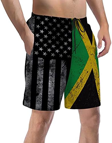 Шувек Ретро Американско Јамајканско Знаме Машко Летно Сурфање Стебла За Пливање Шорцеви На Табла За Плажа Брзо Сушење