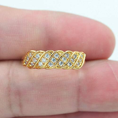 18К жолто злато исполнето со микро-песни Топаз уметнички бран на ангажман прстен накит