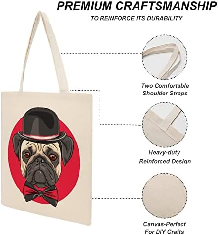 Pug Dog Canvas Tote Tote торба за еднократна употреба на намирници за намирници за намирници