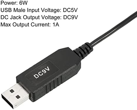 Patikil 6W 1A USB Чекор на напон конвертор, DC 5V до DC 9V Адаптер за напојување со напојување Jackек 3.5X1.35mm Кабел за звучници LED ламби