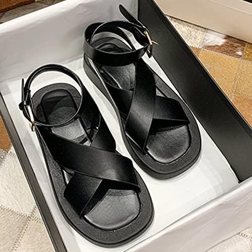 Римски чевли удобни и пролетни сандали случајни солеви крстовички жени дебели летни женски сандали со големина 8