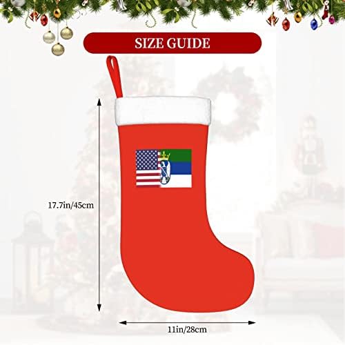 Американско знаме и српско знаме Божиќни чорапи, подароци за одмор на Божиќни празници за украси за семејни празници 18-инчни