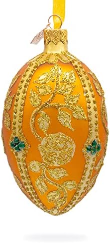 Блескави златни лисја на украси од портокалово јајце 4 инчи