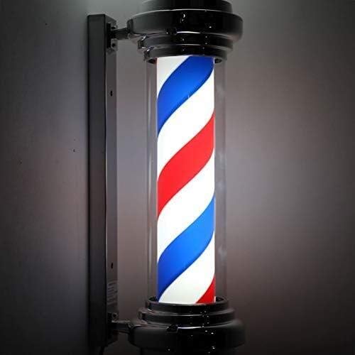 KQE Barber Shop LED LED светло за коса салон за коса ротирачки црвено бело сино LED ленти wallид што виси ламба