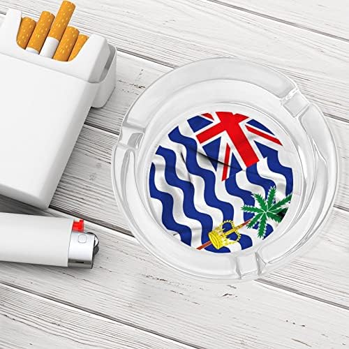 Знаме на британскиот индиски океан територија стакло пепелници за цигари и цигари, држач за табела за табела за декорација на маса