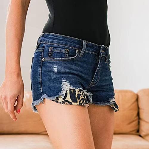 Плус големина тексас шорцеви жени се протегаат летни ринстони лајсели валани помлики од шорцеви во боја блок основни шорцеви со џебови