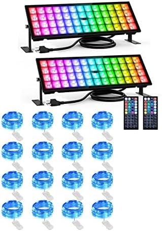 Onforu 2 Pack 96W сценски светлосни ленти и 16 бајки со бајки, LED воздигнување, IP66 IP67 водоотпорен RGB светло -лента со DIY бои,