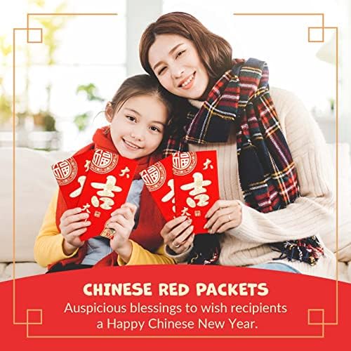 Кинески Новогодишни Црвени Пликови-Кинески Црвени Пакети Со Броење 25, Хонг Бао Со Дизајн На Златна Фолија, Пликови За Пари
