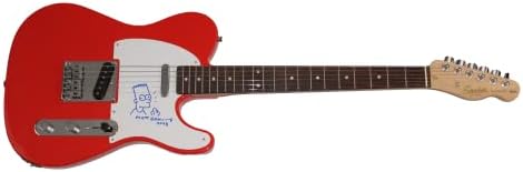 Мет Гронинг потпишан автограм со целосна големина Црвена фендер Телекастер гитара w/оригинална уметност Барт Симпсон скица w/James James