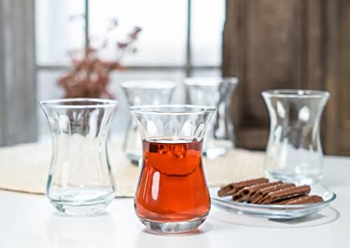 Црвениот Копродукции. Оригинални флејтирани турски Чаши За Чај, 5 Унца-Сет од 6