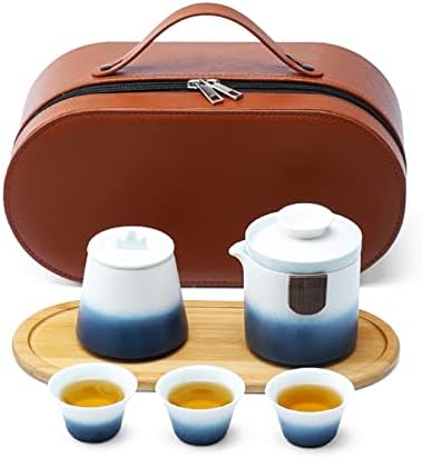 Керамички јапонски чај сет, патнички керамички чај сет за пријателски празник Подарок за чај додатоци чај сет за возрасни за домашен