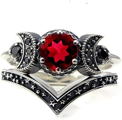 Трикратна месечина богови бенд прстен постави виолетова кристална полумесечина за жени свадбени ангажмани ветувачки накит свадба бенд