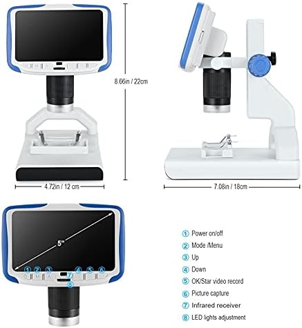 XDCHLK 200x Дигитален Микроскоп 5 Екран На Екранот Видео Микроскоп Електронски Микроскоп Презентирајте Ја Алатката За Научна Биологија