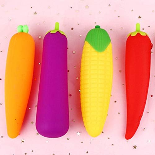 Торбичка за молив, морков банана овошје силиконски молив со молив за складирање на касата за чанти од паричен паричник - морков*