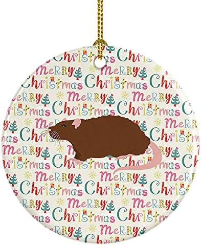Богатството на Каролина WDK2880CO1 REX RAT CRAT CERAMIC ORNAMENT, украси за новогодишни елки, виси украс за Божиќ, празник, забава, подарок,