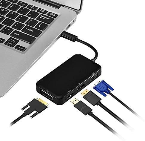 KXDFDC 4-во-1 USB-C 3.1 тип C до DP DVI 4K VGA MultiPort Cable Adapter Converter