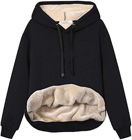Flygoенски женски зимски топло руно руно пуловер Шерпа наредена џемпер со џебови
