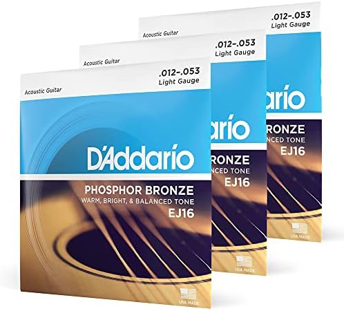 Низите за гитара D'Addario - Фосфор бронзена акустична гитара жици - EJ16-3d - богат, полн тонски спектар - за 6 жици гитари - изработени