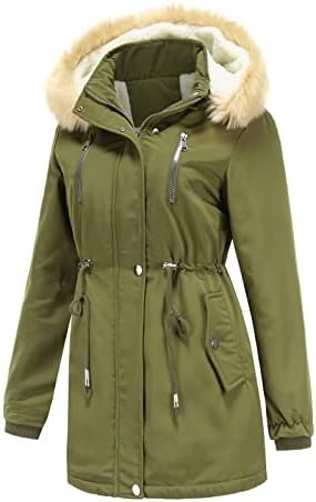 Задебелен палто на жените плус големина топло трендовски зимско руно наредено цврста боја снежна палто јакна надвор од облеката