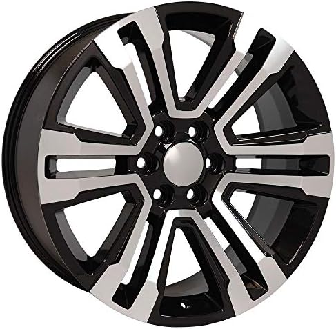 OE Wheels LLC 22 инчи бандажи се вклопува пред 2019 Silverado Sierra пред-2021 Tahoe Suburban Yukon Escalade CV44 22x9 Mach'd Gloss Black